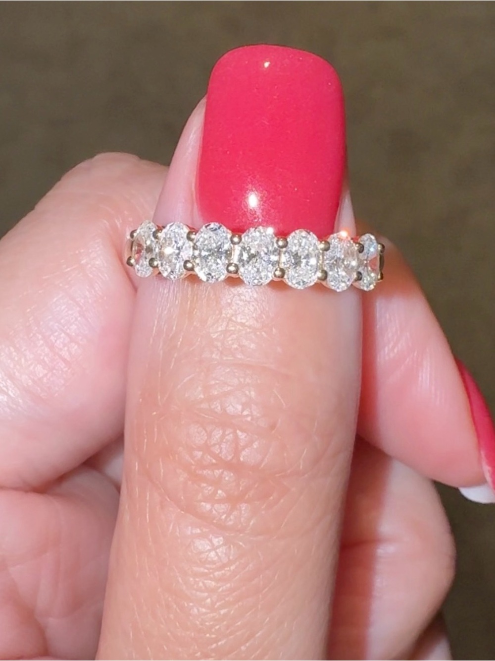 Quince Lab Grown Diamond Oval Seven Stone Band, Size 8